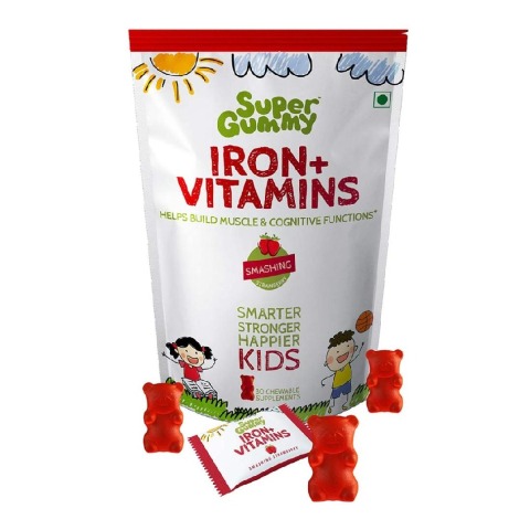 1 - Super Gummy Iron + Vitamins Smashing Strawberry,  30 gummies 