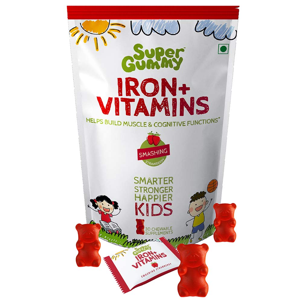 1 - Super Gummy Iron + Vitamins Smashing Strawberry,  30 gummies 