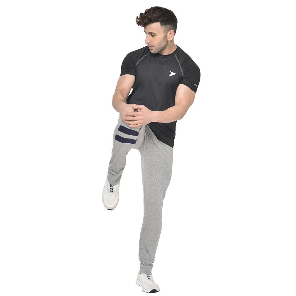 3 - Fitinc Cotton Double Strip Designed Trackpant with Both Side Zipper,  Grey  XXL 