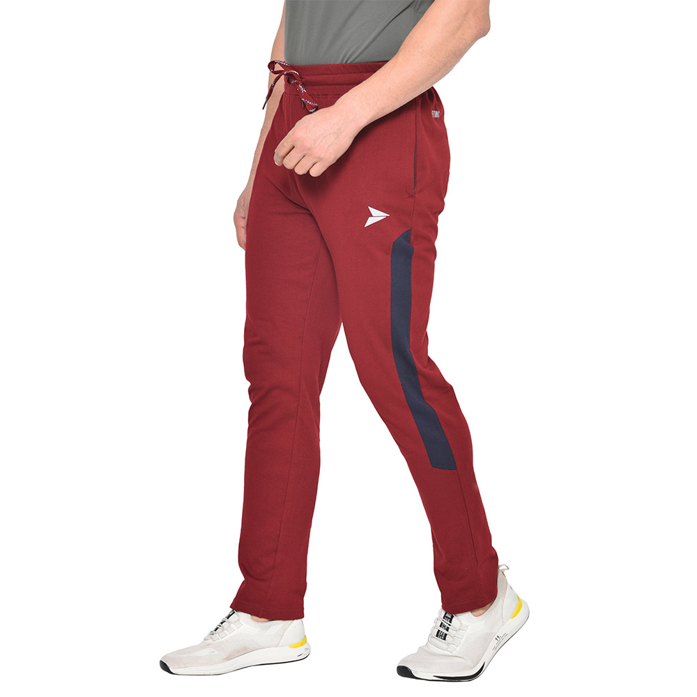 1 - Fitinc Side Striped Cotton Trackpant with Both Side Zipper Pockets,  Black  Medium 