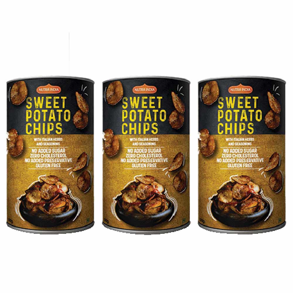 1 - Nutra India Sweet Potato Chips,  Peri Peri Pack of 3  50 g 