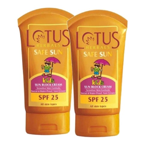 Lotus Herbals Kids Safe Sun Block Cream, 50 g for All Skin - Pack of 2 Lotus Herbals Kids Safe Sun Block Cream, 50 g for All Skin - Pack of 2