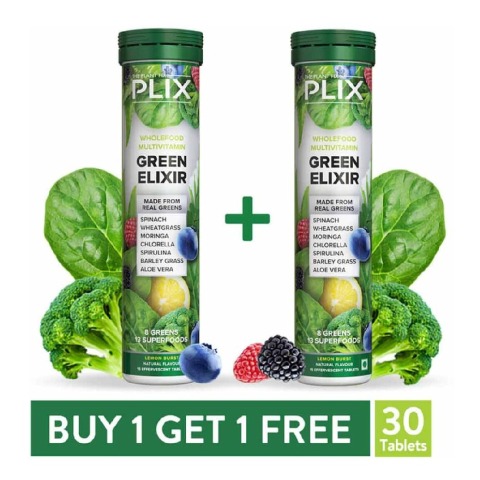 1 - Plix Green Elixir Wholefood Multivitamin,  15 tablet(s)  Lemon (Pack of 2) 