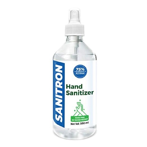 1 - Sanitron Hand Sanitizer Spray,  75% Pharma Grade Isopropyl Alcohol (IPA)  500 ml  Spray Bottle 