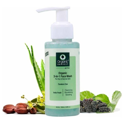 1 - Organic Harvest 3-in-1 Face Wash,  100 ml  for Dry & Normal Skin 