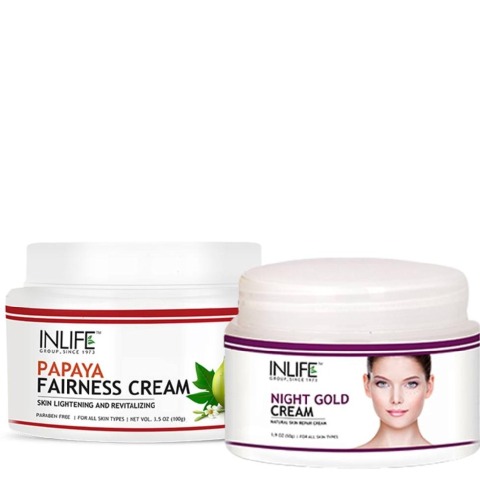 INLIFE Skin Rejuvenation Combo - Night Gold + Papaya Fairness Cream INLIFE Skin Rejuvenation Combo - Night Gold + Papaya Fairness Cream