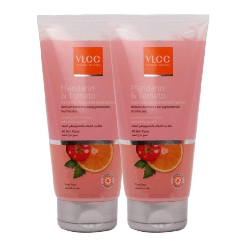 VLCC Natural Fairness Face Wash - Pack of 2, 175 ml Mandarin & Tomato VLCC Natural Fairness Face Wash - Pack of 2, 175 ml Mandarin & Tomato