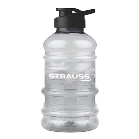 1 - Strauss Gallon Shaker Water Bottle,  Transparent, White Shade  1.5 L 