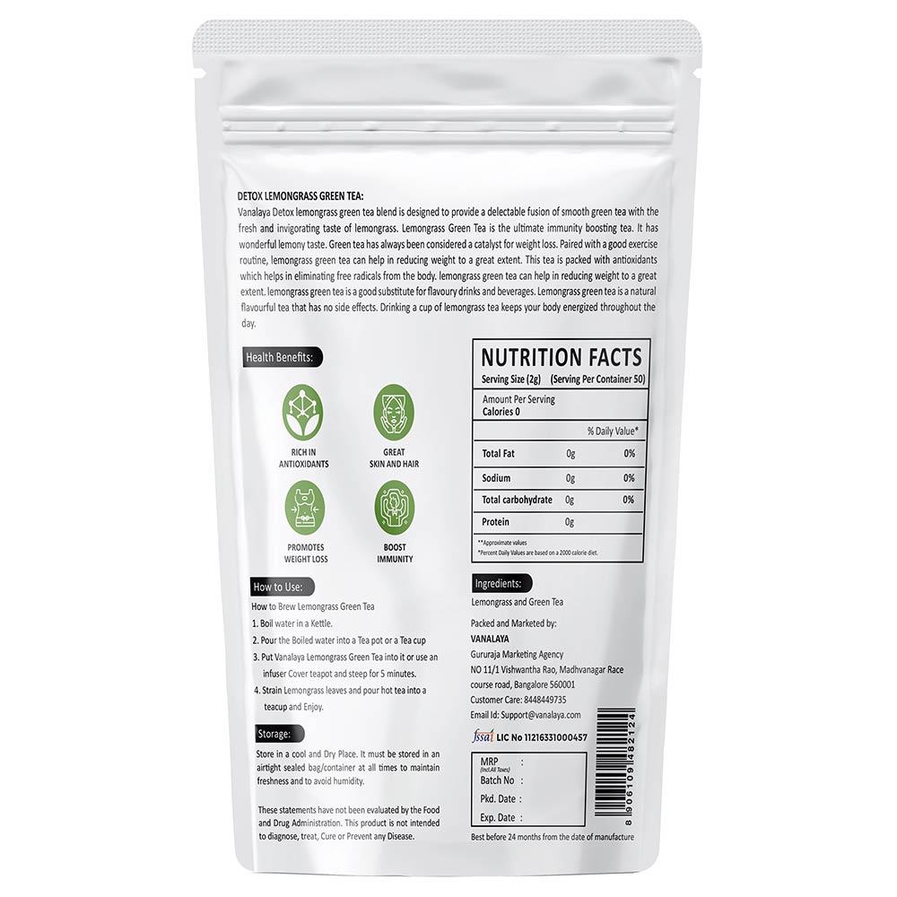 supplementinfo - Vanalaya Lemongrass Green Tea,  Unflavoured  100 g 