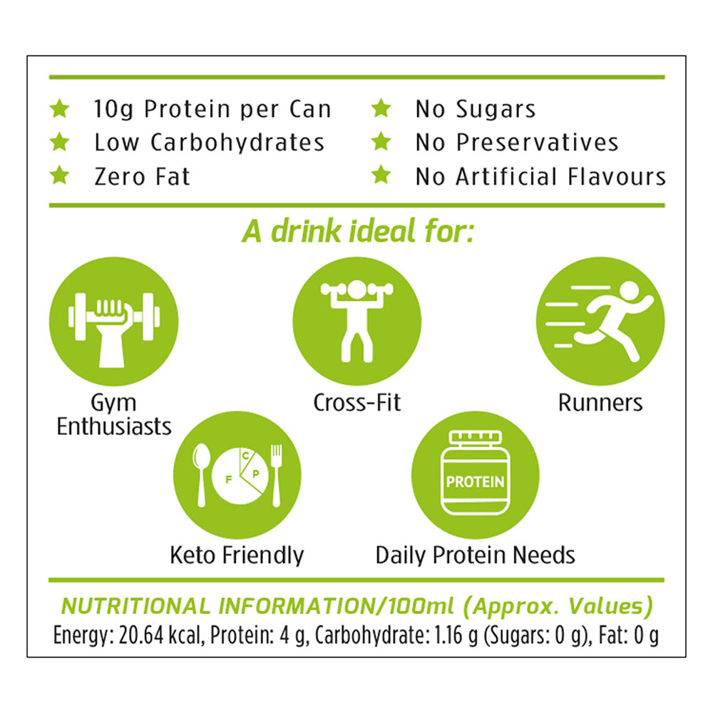 3 - MuscleBlaze Sparkling Protein Water (10g Protein),  6 Piece(s)/Pack  Green Apple 
