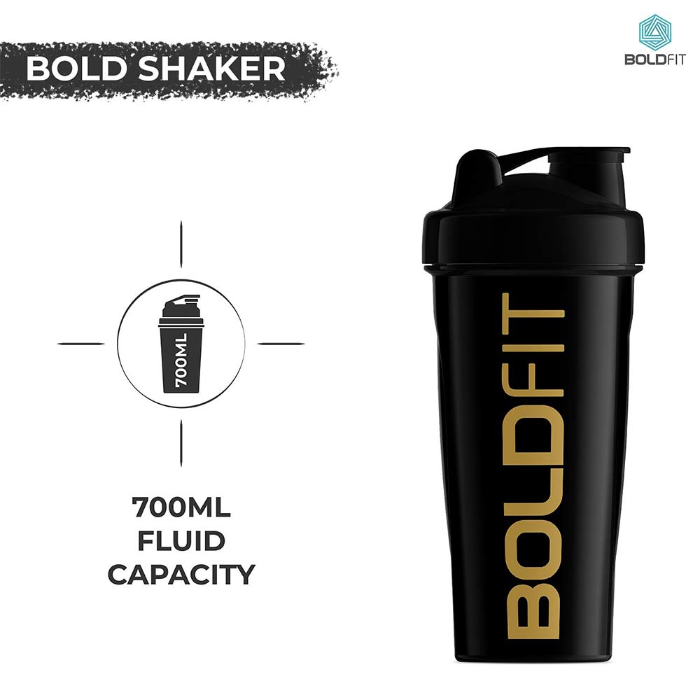 3 - Boldfit Bold Gym Shaker Bottle,  Black  700 ml 