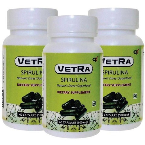 Vetra Spirulina (500 mg) - Pack of 3 60 capsules Vetra Spirulina (500 mg) - Pack of 3 60 capsules
