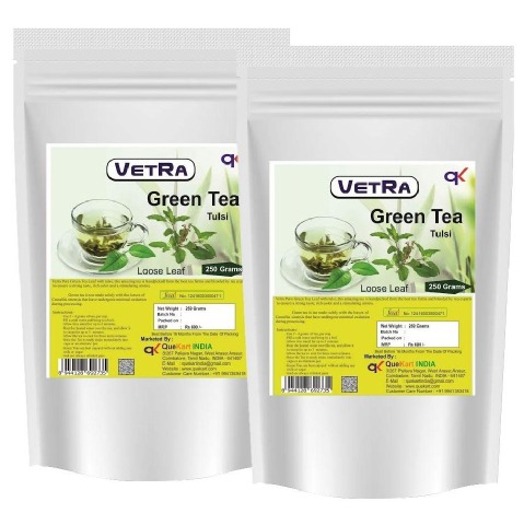 Vetra Tulsi Green Tea Loose Leaf - Pack of 2 0.250 kg Unflavoured Vetra Tulsi Green Tea Loose Leaf - Pack of 2 0.250 kg Unflavoured