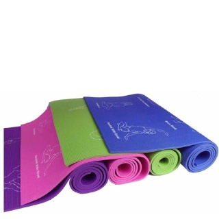 B Fit USA PVC Exercise Printed Yoga Mat With Bag, Blue 6 Mm