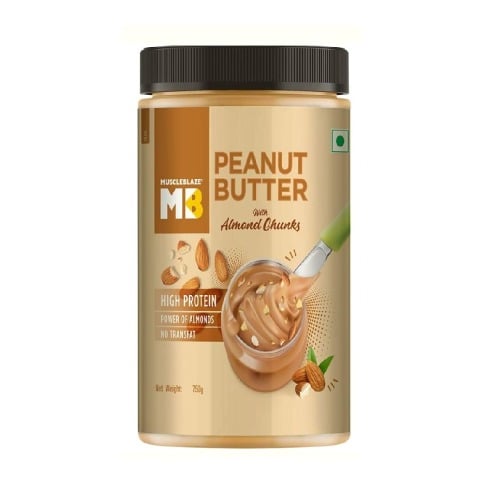 1 - MuscleBlaze Peanut Butter with Almond Chunks,  0.750 kg  Unflavoured 
