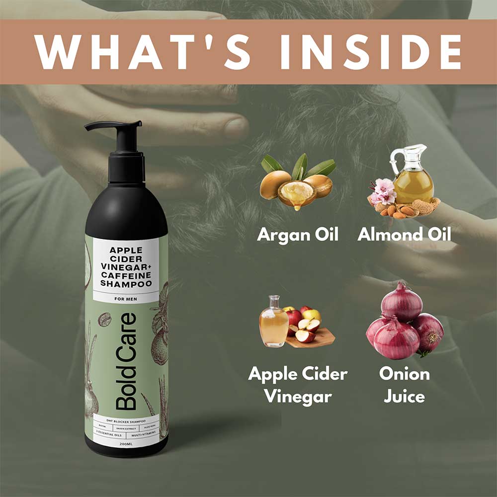 5 - Bold Care Apple Cider Vinegar + Caffeine Shampoo,  200 ml  DHT Blocker 