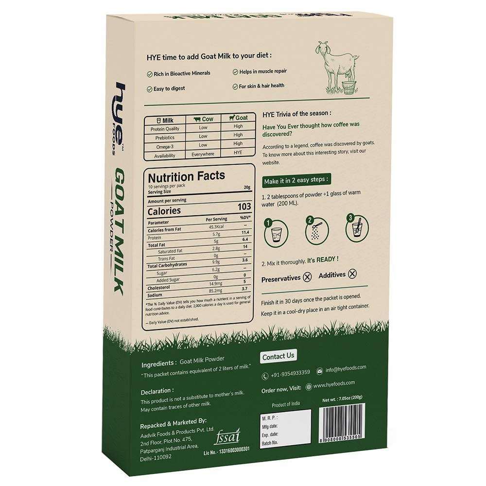 supplementinfo - Hye Foods Goat Milk Powder,  Unflavoured  200 g 