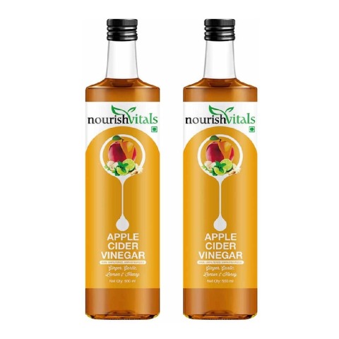 NourishVitals Apple Cider Vinegar,  0.5 L  Ginger, Garlic, Lemon and Honey (Pack of 2) 