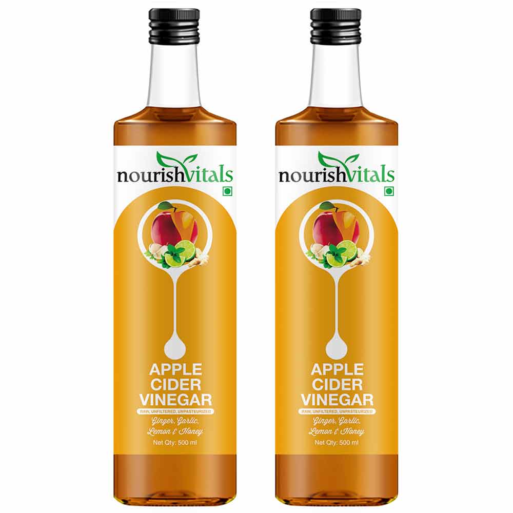 NourishVitals Apple Cider Vinegar,  0.5 L  Ginger, Garlic, Lemon and Honey (Pack of 2) 