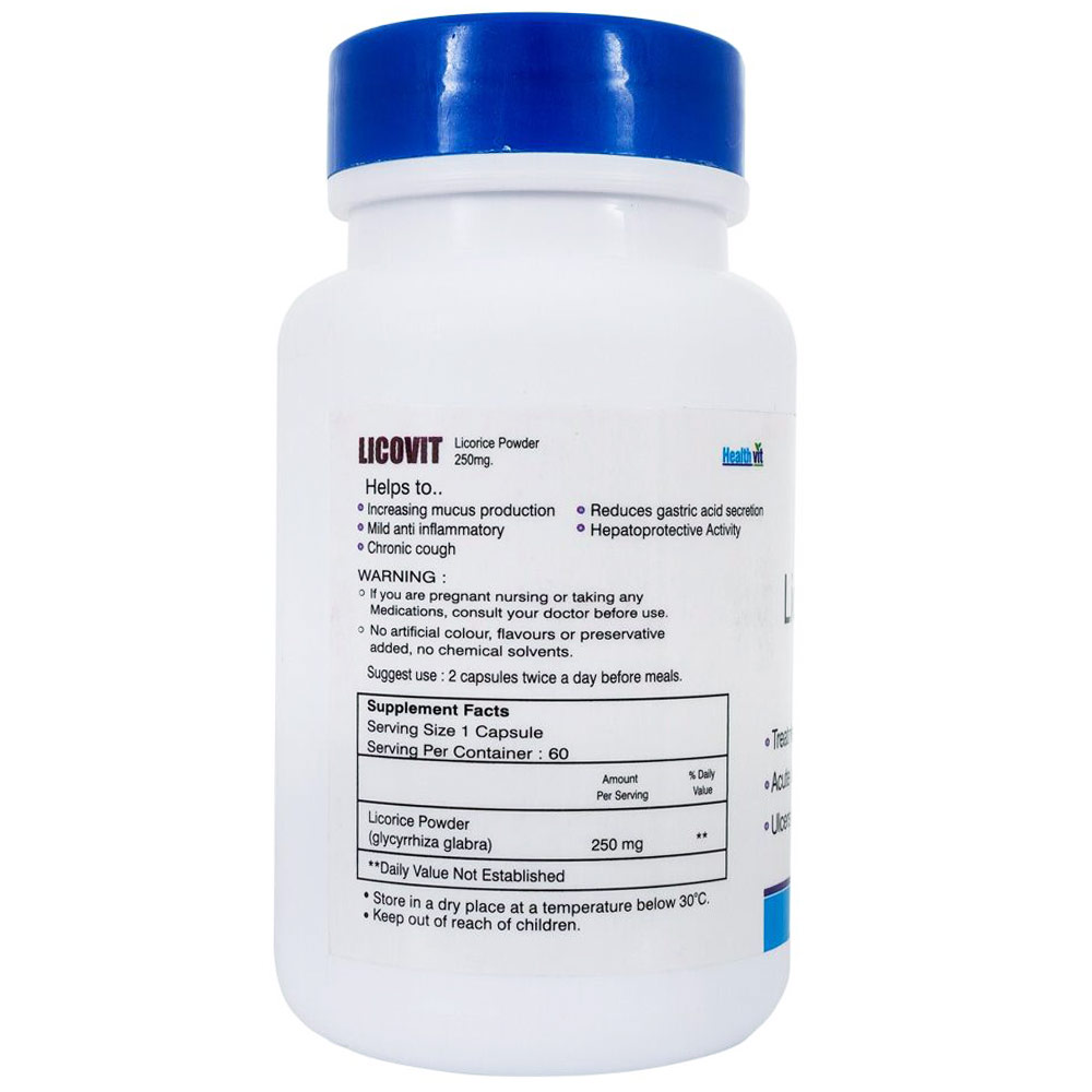 Healthvit Licovit Licorice powder (250mg),  60 capsules 