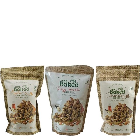 Get Baked Crunch Rocks Combo of 3,  Maple Chocolate & Tangy Masala  0.150 kg 