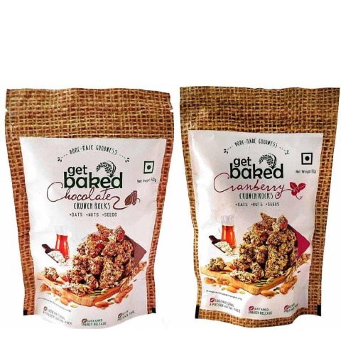 Get Baked Crunch Rocks Combo of 2,  Chocolate & Cranberry  0.1 kg 