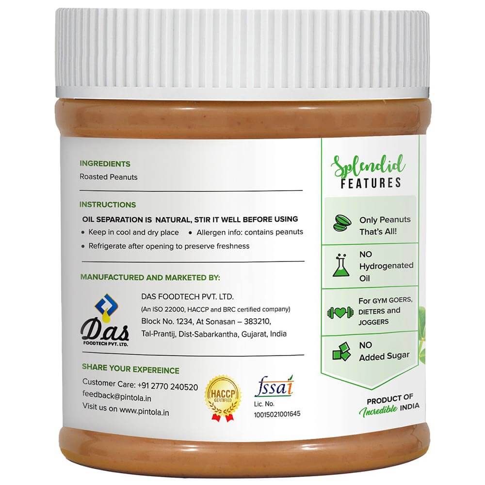 Pintola All Natural Peanut Butter, 0.350 kg Creamy at Best Price in