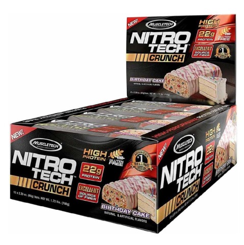 MuscleTech Nitro Tech Crunch (22g Protein),  12 Piece(s)/Pack  Birthday Cake 