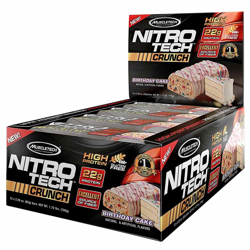 MuscleTech Nitro Tech Crunch (22g Protein),  12 Piece(s)/Pack  Birthday Cake 