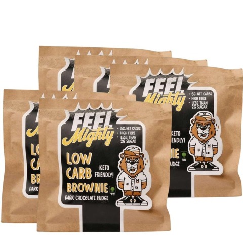 Feel Mighty Low Carb Brownie Pack of 5 (10g Protein), 5 Piece(s)/Pack Dark Chocolate Fudge