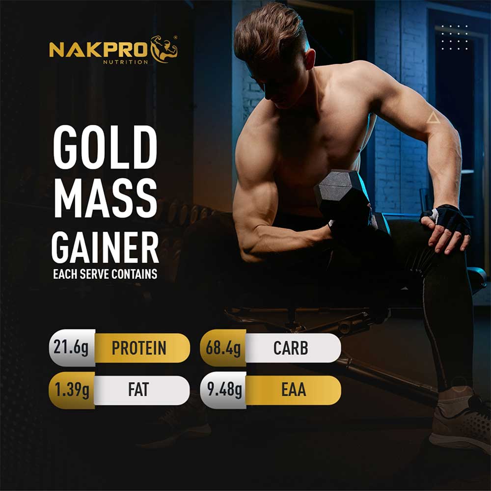 4 - Nakpro Gold Mass Gainer,  2.2 lb  Coffee (Pack of 3) 