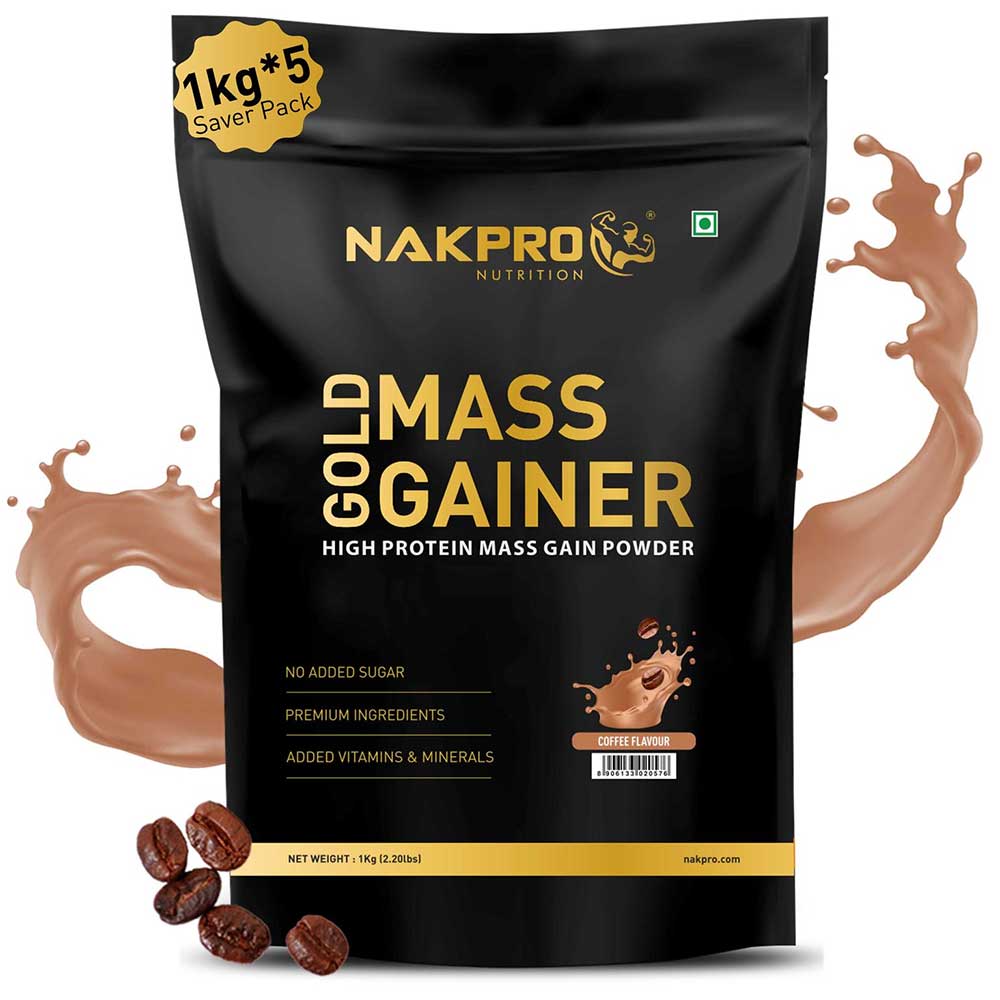 1 - Nakpro Gold Mass Gainer,  2.2 lb  Coffee (Pack of 5) 