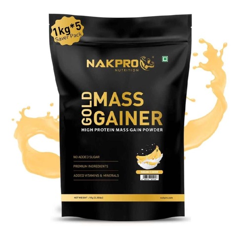 1 - Nakpro Gold Mass Gainer,  2.2 lb  Banana (Pack of 5) 