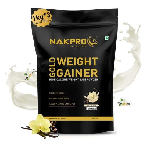 1 - Nakpro Gold Weight Gainer,  2.2 lb  Vanilla (Pack of 3) 
