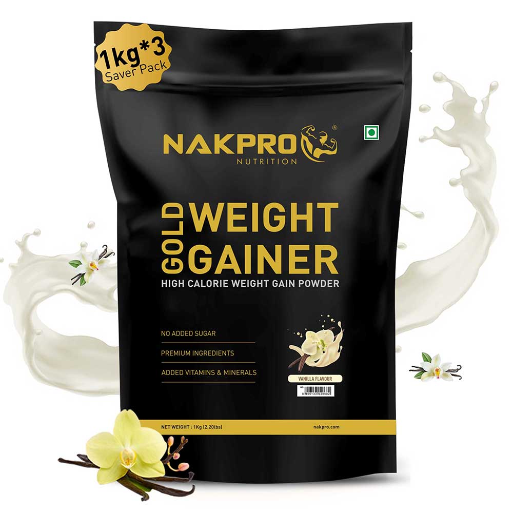 1 - Nakpro Gold Weight Gainer,  2.2 lb  Vanilla (Pack of 3) 