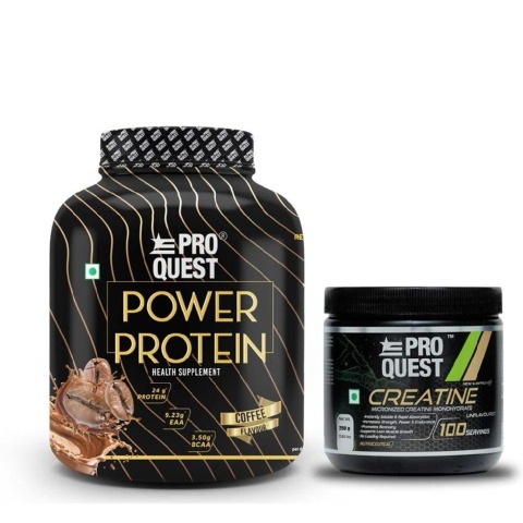 1 - Proquest Power Protein 4.4lb & Creatine Monohydrate 0.55lb Combo, 2 Piece(s)/Pack Coffee & Unflavoured