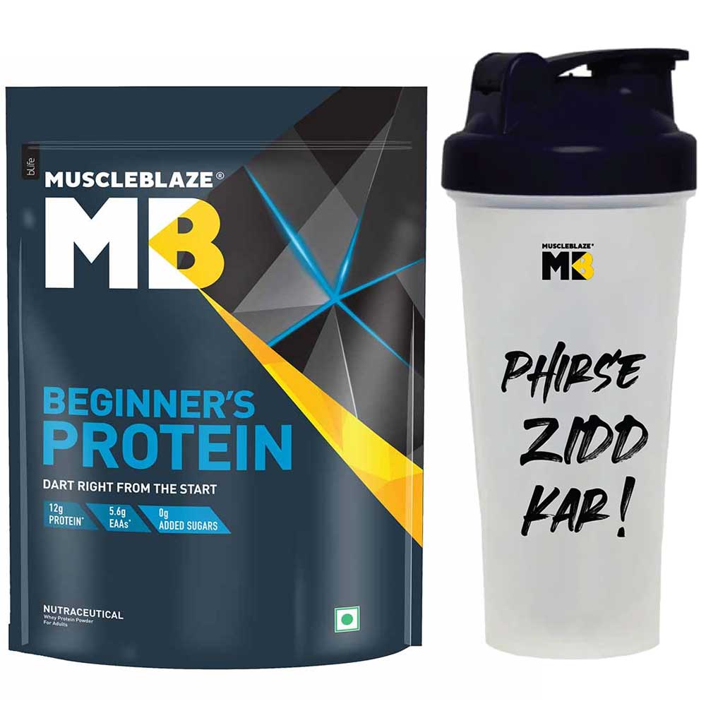 MuscleBlaze Beginner's Protein Powder 1 kg & Shaker Combo