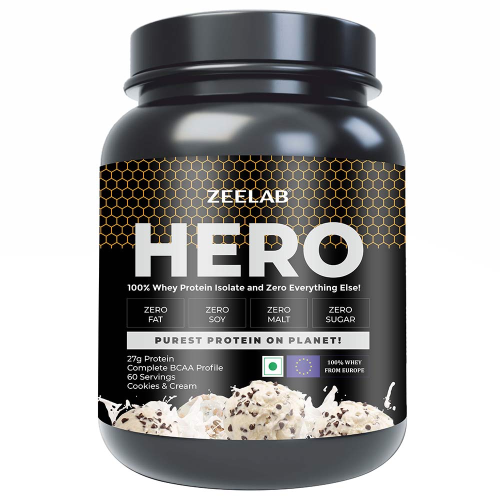 Zeelab HERO 100% Whey Protein Isolate,  3.99 lb  Cookies & Cream 