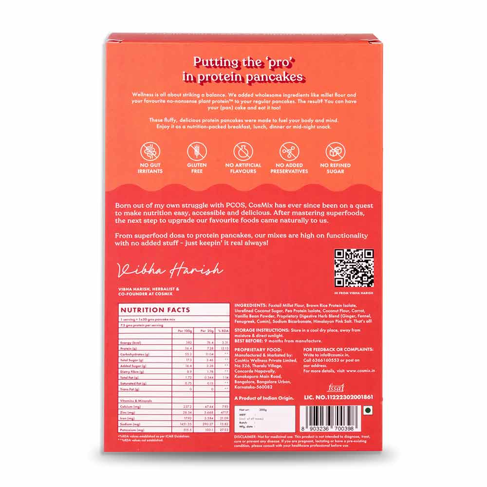 2 - Cosmix No Nonsense Plant Protein Pancake Mix,  Carrot Cake  200 g 