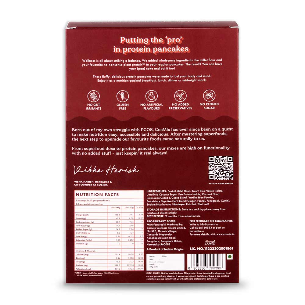 2 - Cosmix No Nonsense Plant Protein Pancake Mix,  Chocolate Cake  200 g 