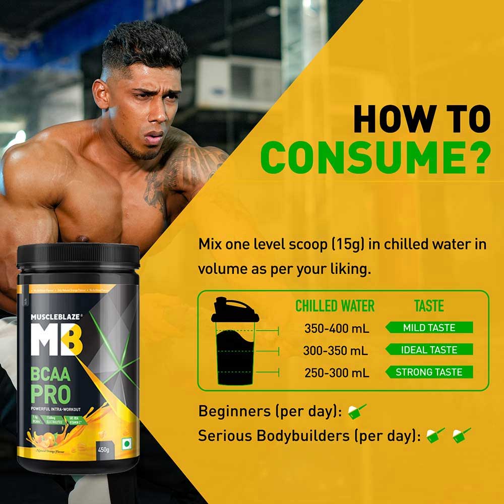 4 - MuscleBlaze BCAA Pro OP,  0.99 lb  30 Servings  Natural Orange 