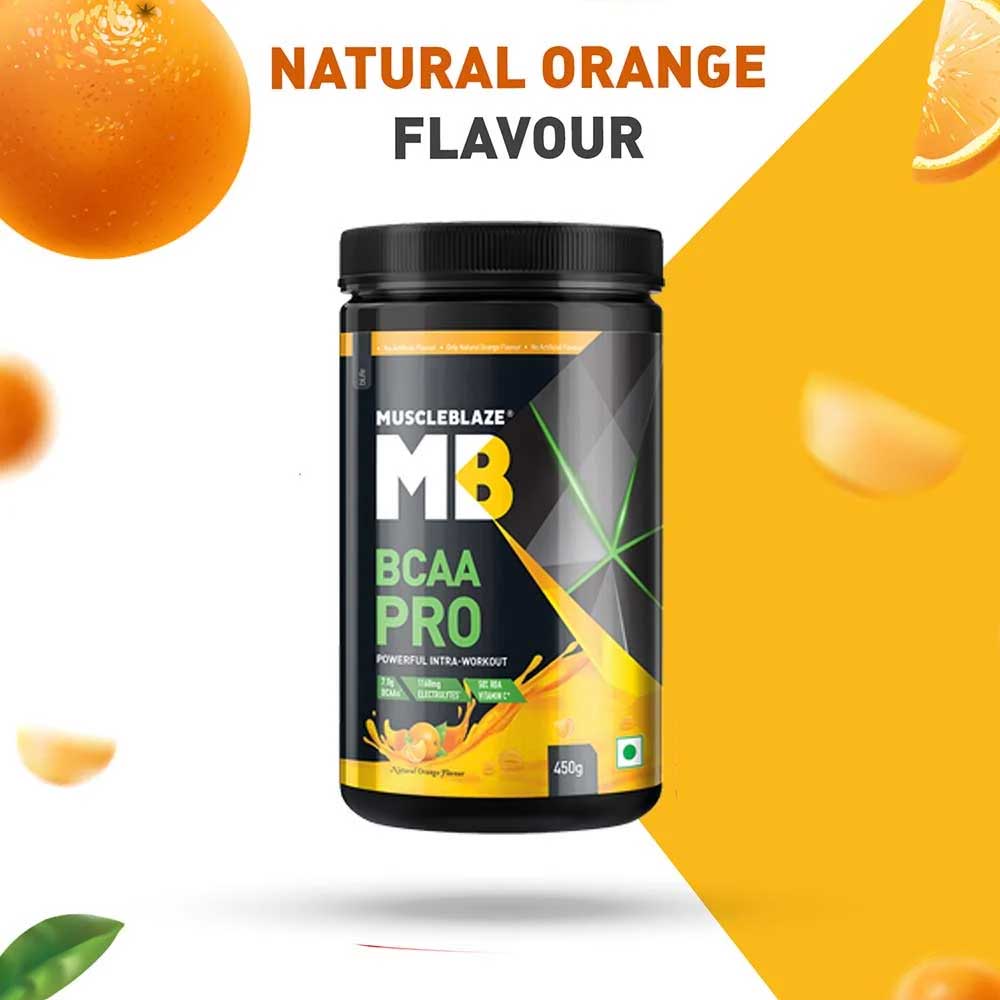 9 - MuscleBlaze BCAA Pro OP,  0.99 lb  30 Servings  Natural Orange 