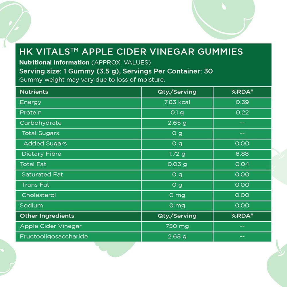 7 - HK Vitals ACV (750mg) by HealthKart,  30 gummies  Apple