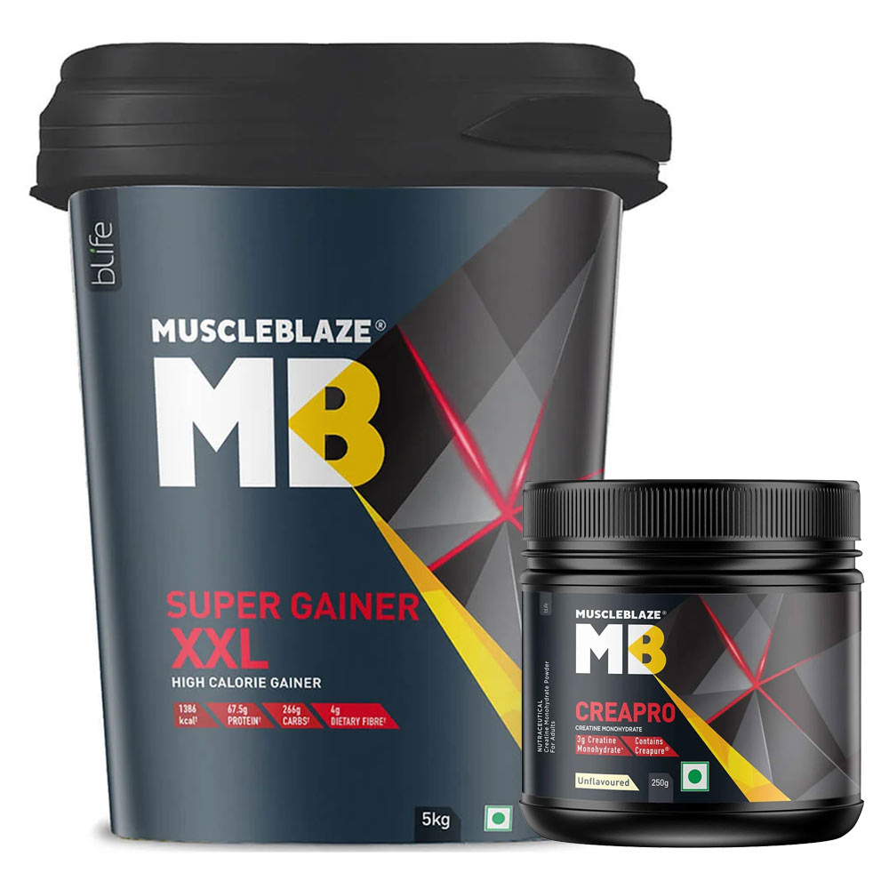 MuscleBlaze CreaPRO Creatine with Creapure Unflavoured 0.55 lb & Mass Gainer XXL Combo