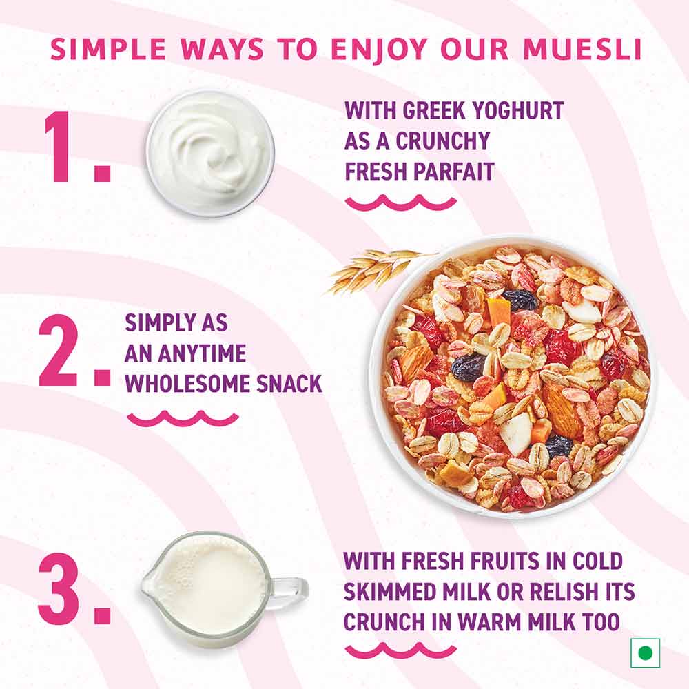 7 - Bagrrys Crunchy Muesli with 30% Fruit & Nut with Cranberries,  400 g  34% Rich Fiber Oats 