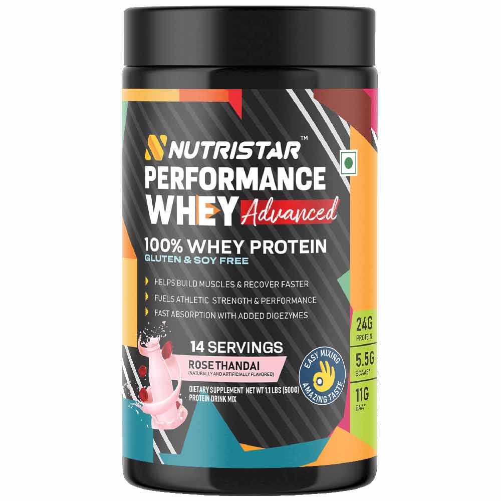 1 - Nutristar Performance Whey Advanced 100% Whey Protein,  1.1 lb  Rose Thandai 
