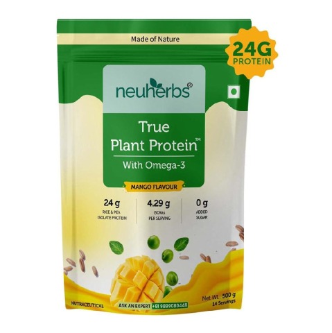 1 - Neuherbs True Plant Protein with Omega-3,  1.1 lb  Mango 