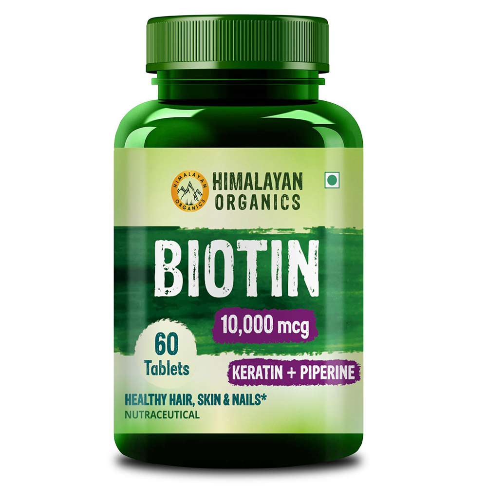 1 - Himalayan Organics Biotin 1000 mcg - Keratin + Piperine,  60 tablet(s)  Unflavoured 