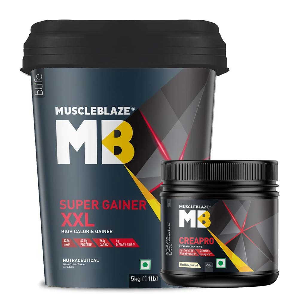 MuscleBlaze CreaPRO Creatine with Creapure Unflavoured 0.55 lb & Super Gainer XXL Combo