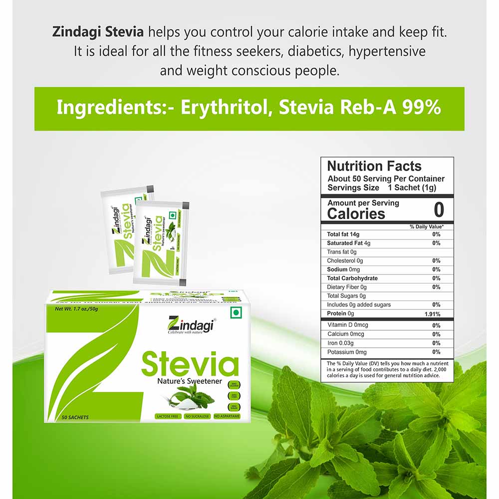 3 - Zindagi Stevia (Pack of 2),  50 sachets/pack 